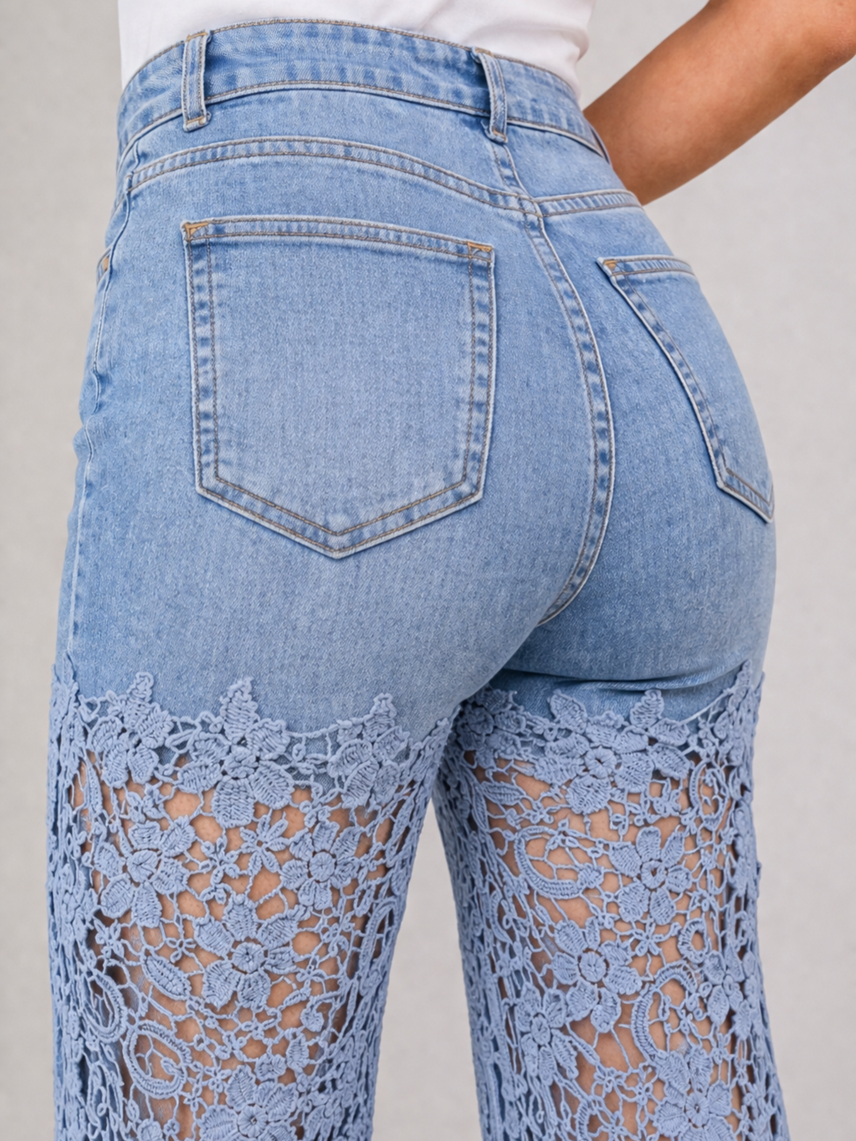 PANTALÓN ENCAJE FLORAL SEMI-ELÁSTICO