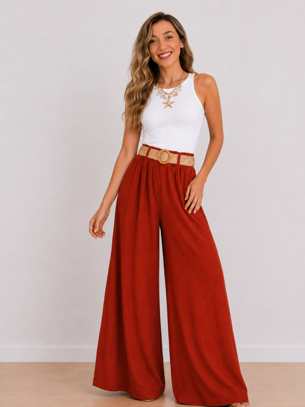 PANTALÓN PALAZZO CON CINTURÓN