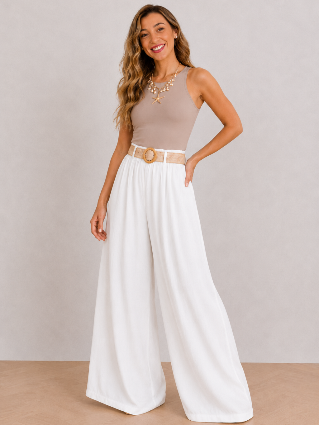PANTALÓN PALAZZO CON CINTURÓN