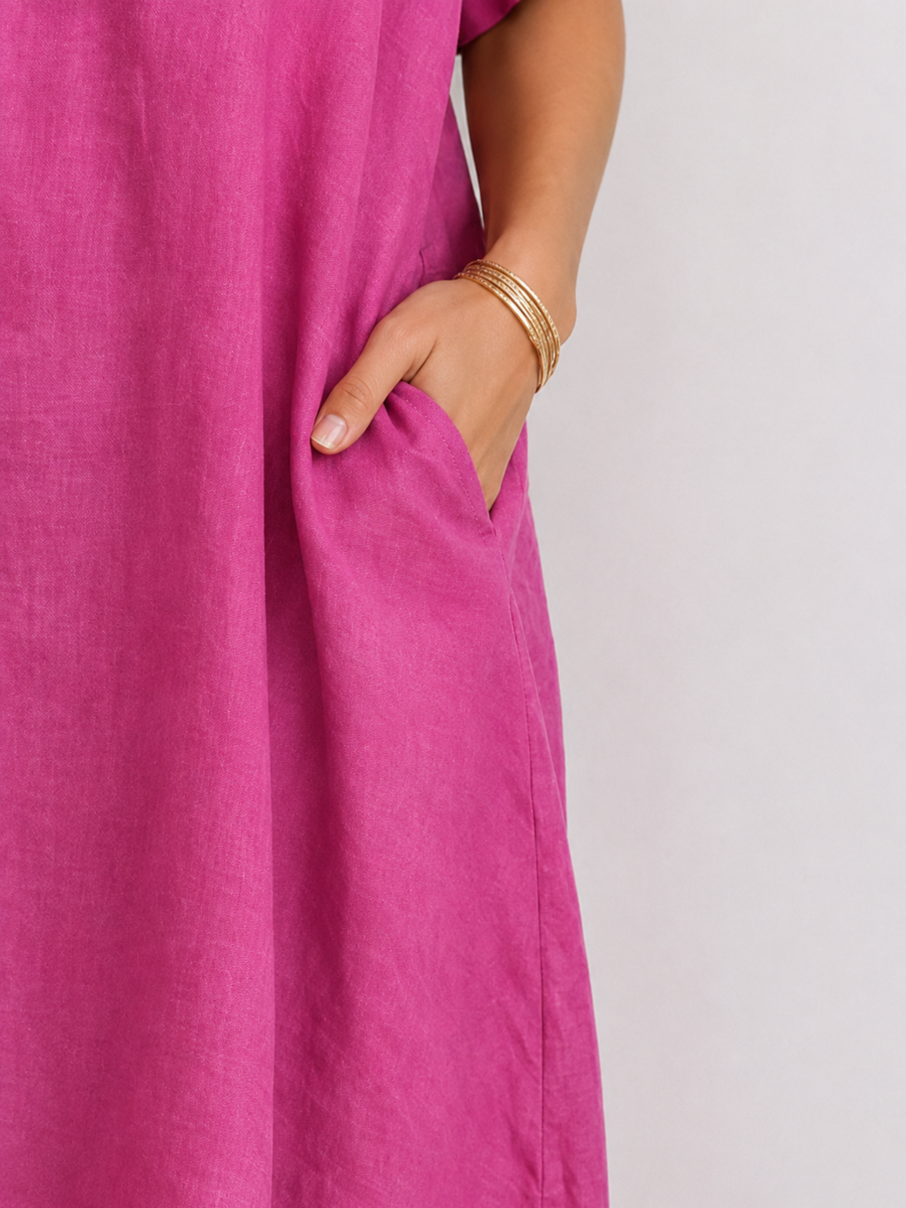 VESTIDO LINO CON BOLSILLO