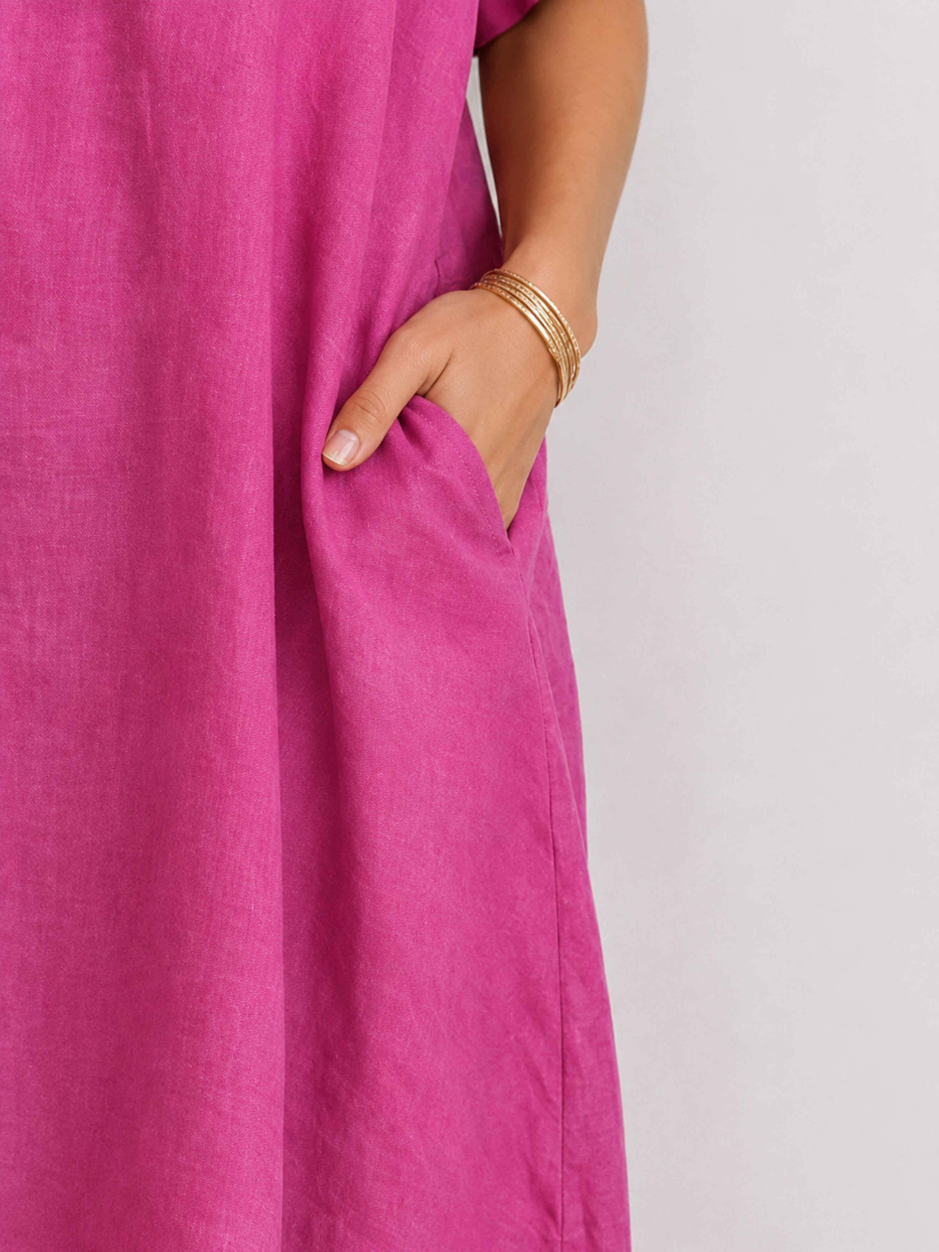 VESTIDO LINO CON BOLSILLO