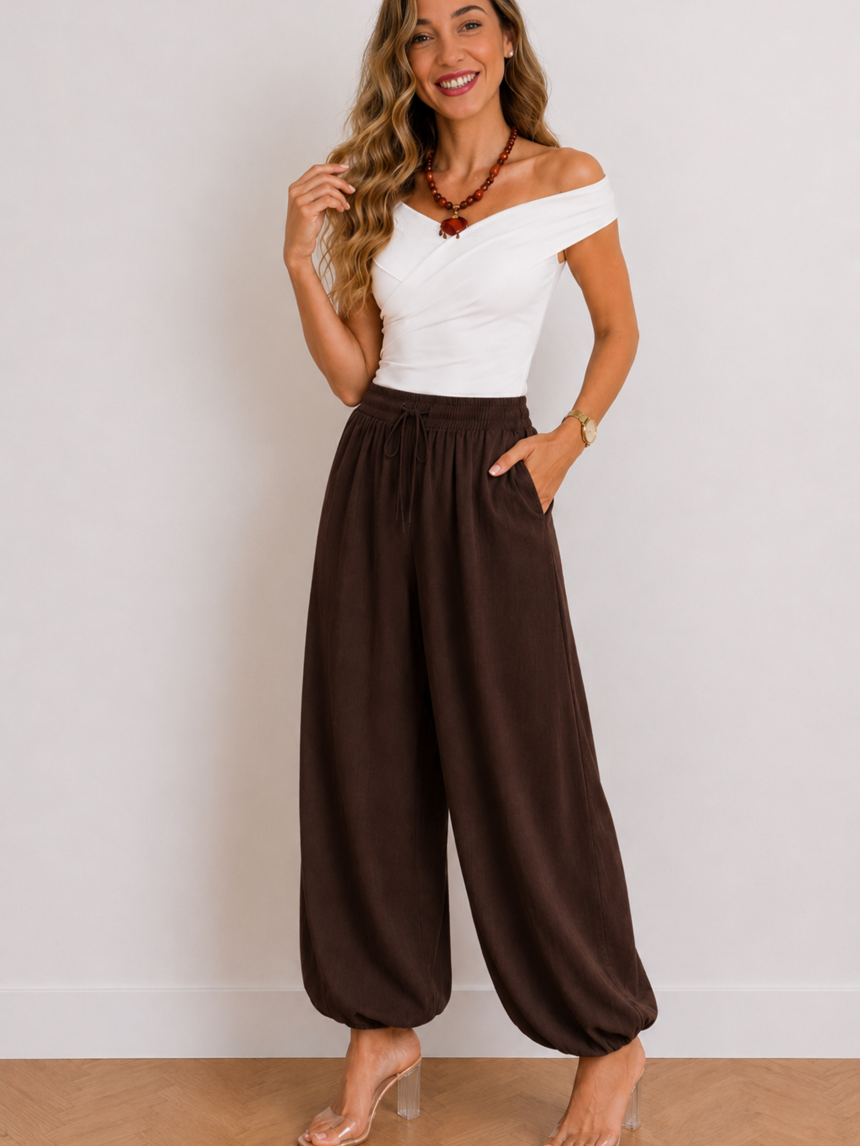 PANTALÓN GLOBO PUÑO LISO