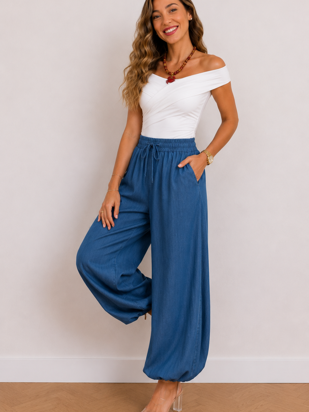 PANTALÓN GLOBO PUÑO LISO