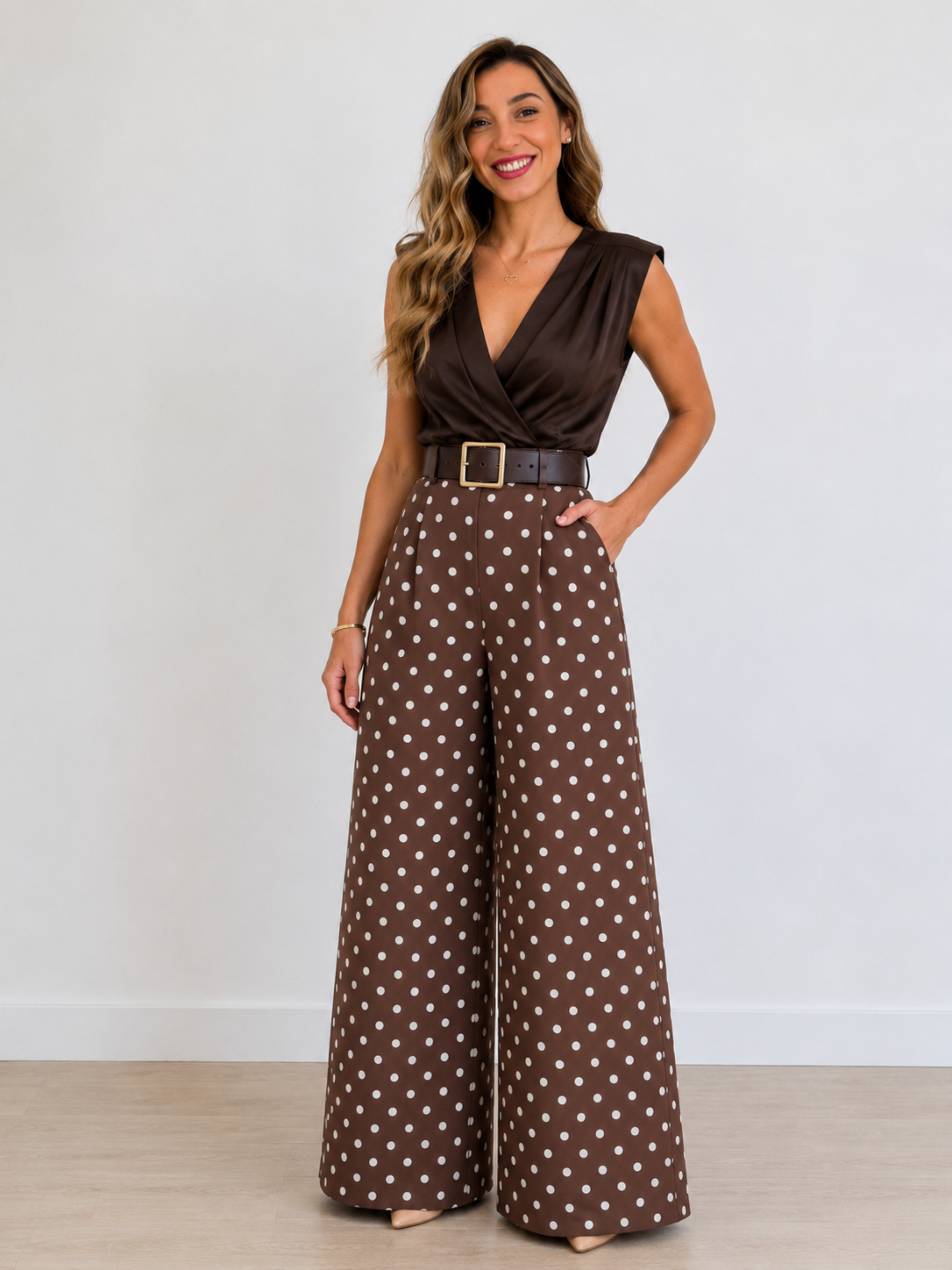 PANTALÓN LUNARES CON CINTURÓN