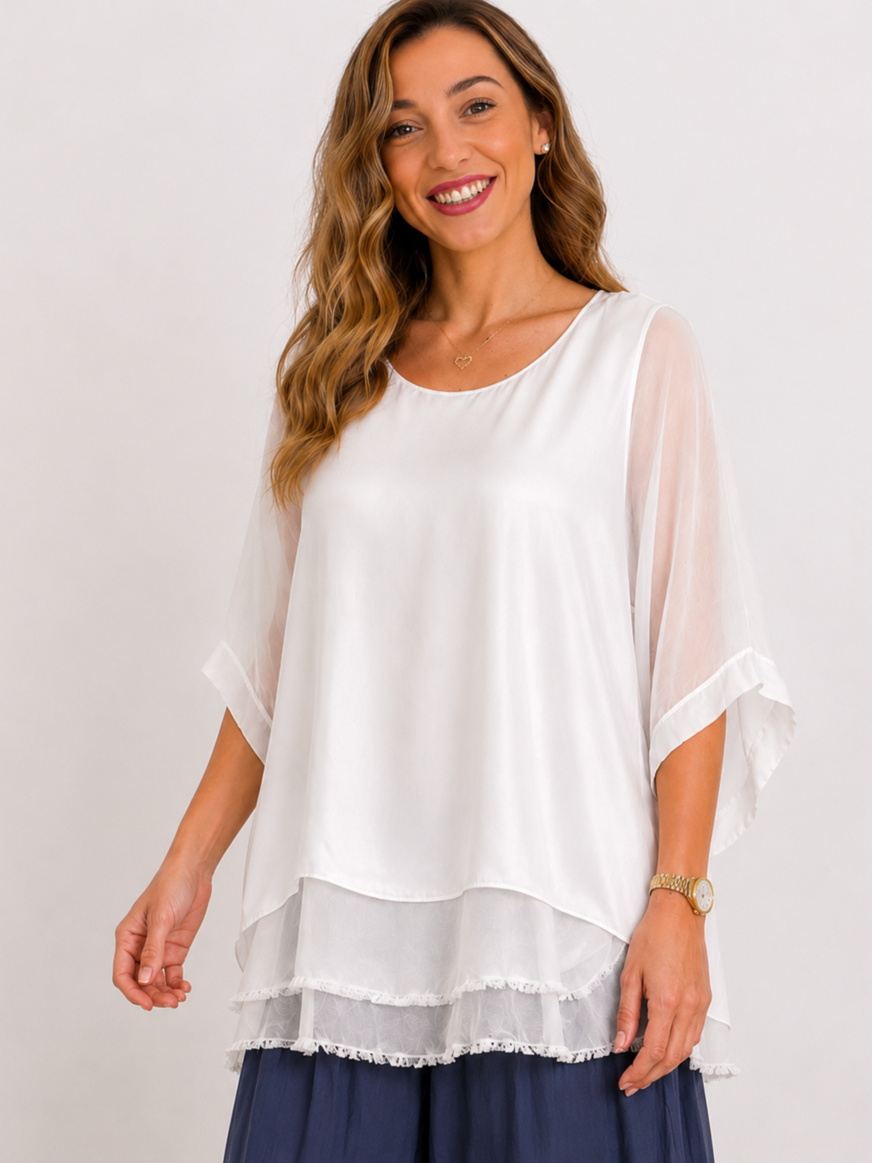 BLUSA GASA-SATÉN ASIMÉTRICA