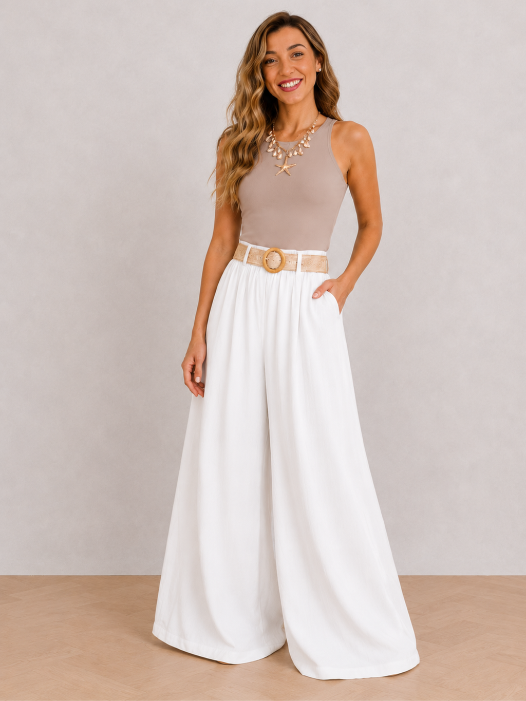 PANTALÓN PALAZZO CON CINTURÓN