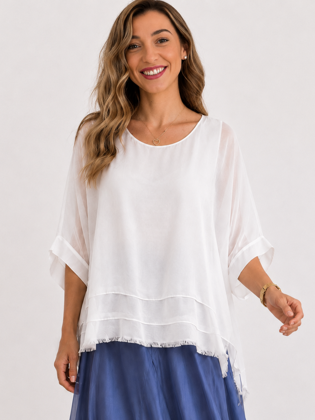 BLUSA GASA-SATÉN ASIMÉTRICA