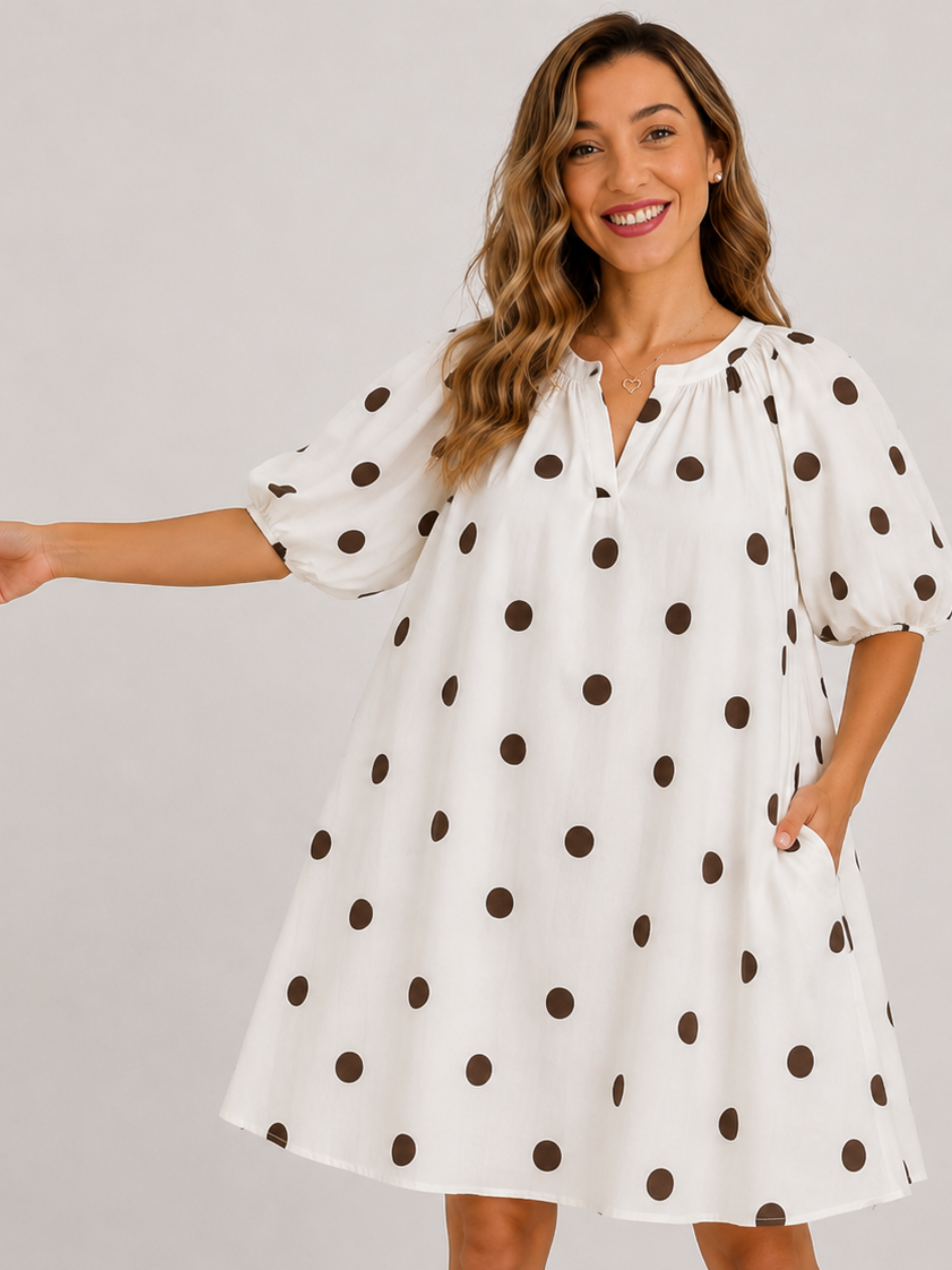 VESTIDO MANGA GLOBO LUNARES