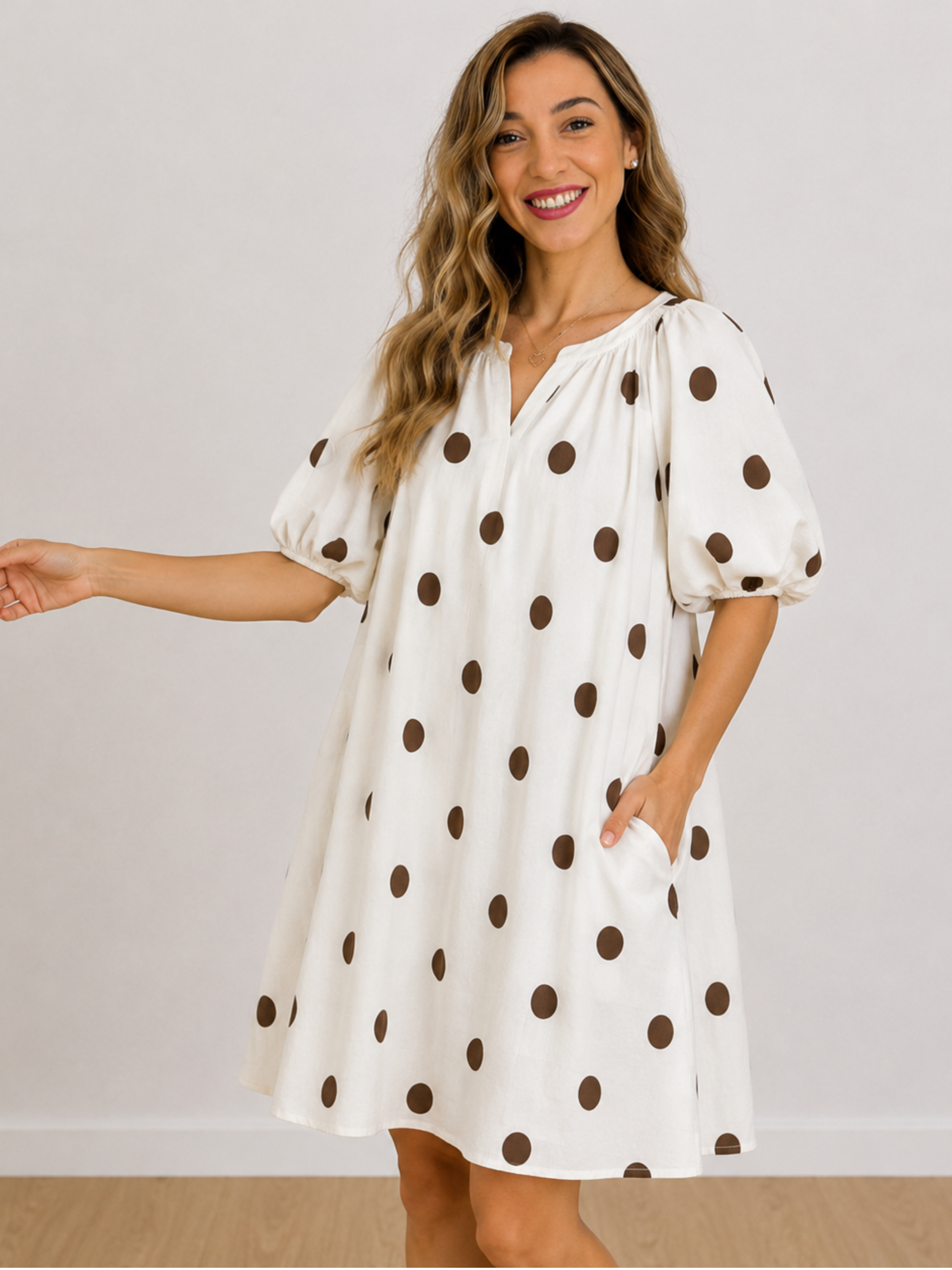 VESTIDO MANGA GLOBO LUNARES