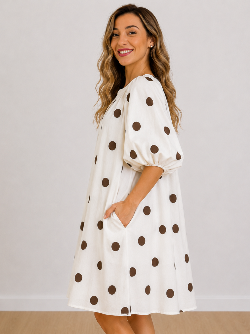 VESTIDO MANGA GLOBO LUNARES