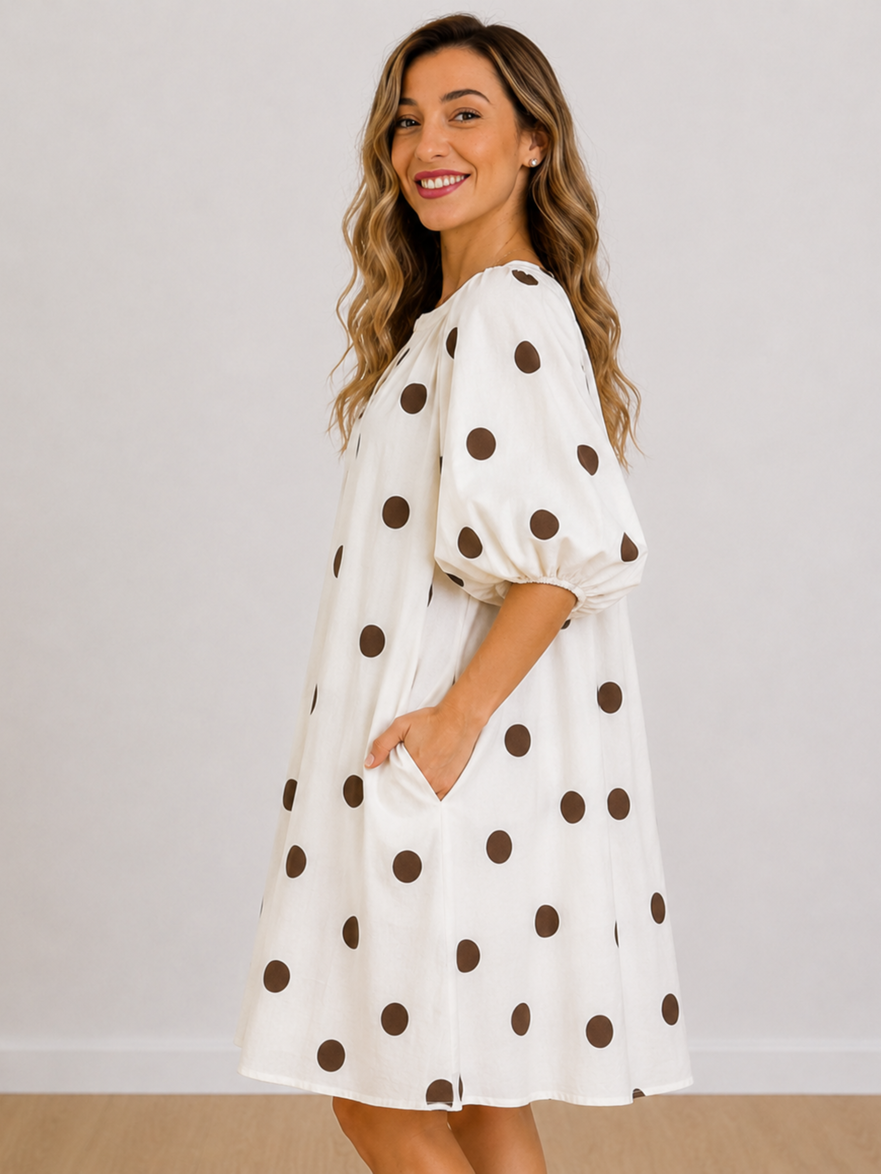 VESTIDO MANGA GLOBO LUNARES