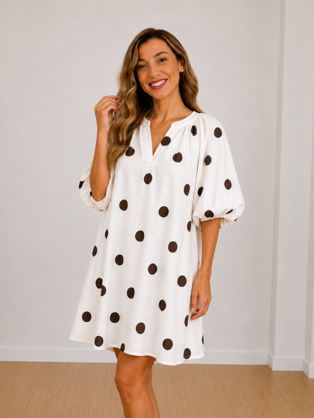 VESTIDO MANGA GLOBO LUNARES