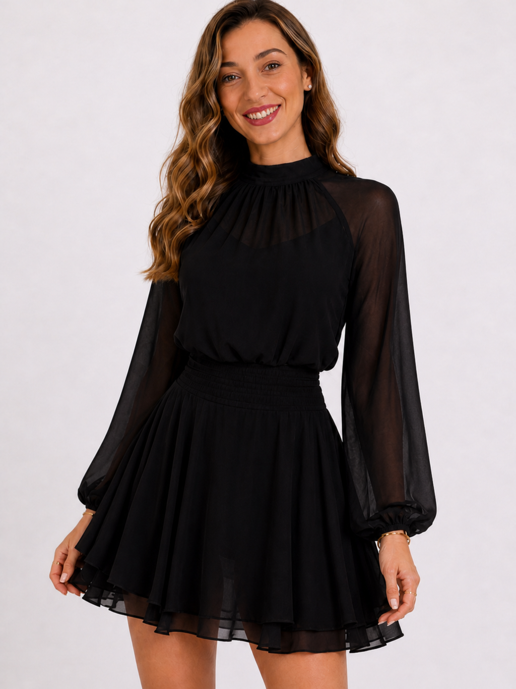 VESTIDO CON MONO INCORPORADO VOLANTE