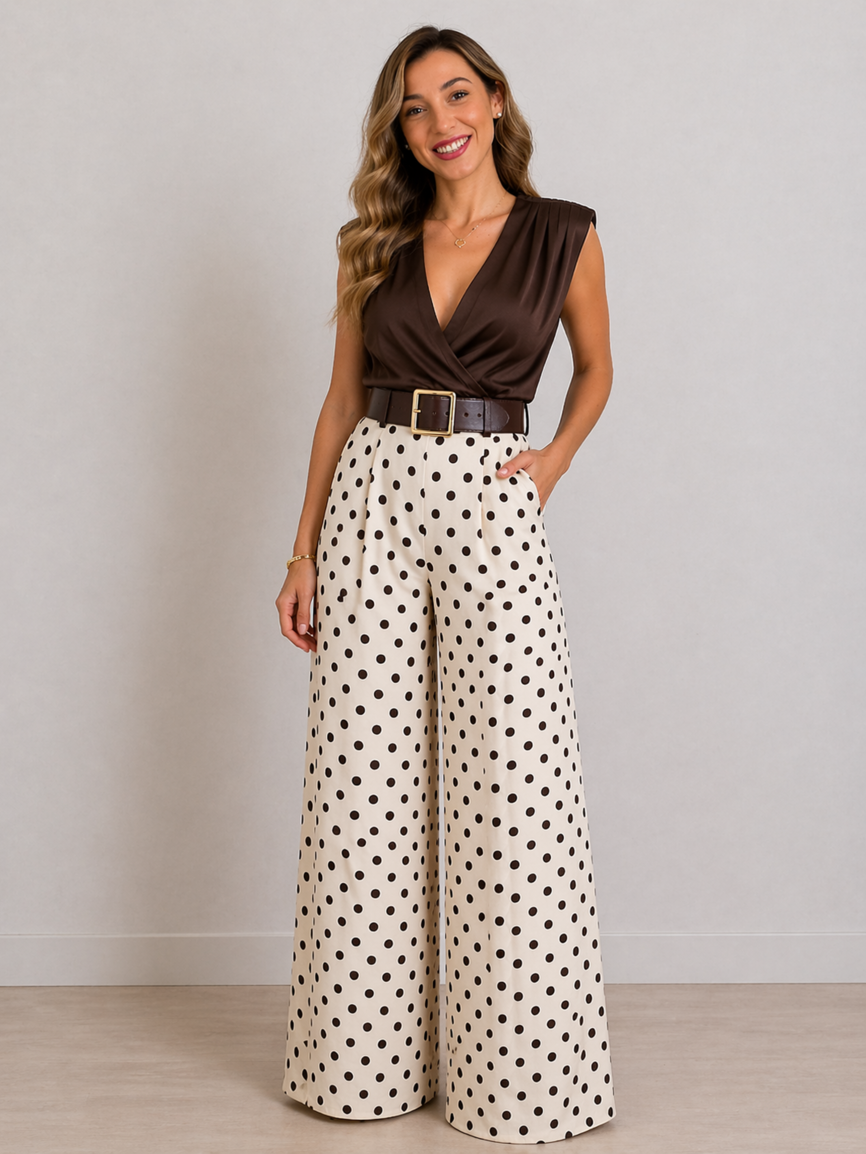 PANTALÓN LUNARES CON CINTURÓN